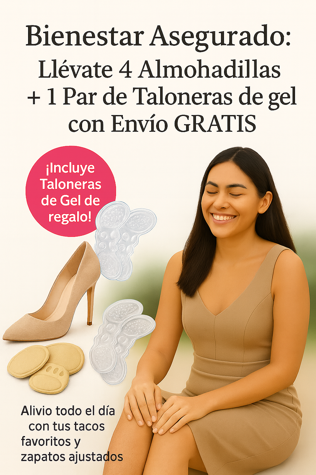 Bienestar Asegurado: Llevate 4 Almohadillas + 1 Par de Taloneras de gel con Envío GRATIS