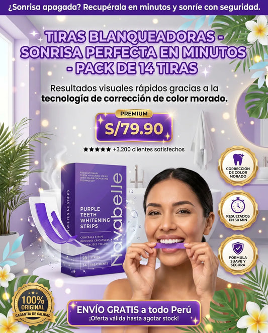 Tiras Blanqueadoras Navabelle™ - Sonrisa Perfecta en minutos - Pack de 14 Tiras