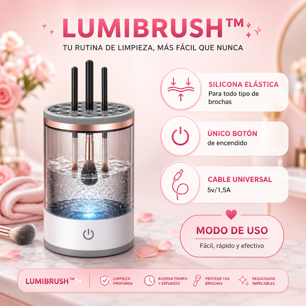 LumiBrush™ - Limpiador Electrico De Brochas Sin Esfuerzo